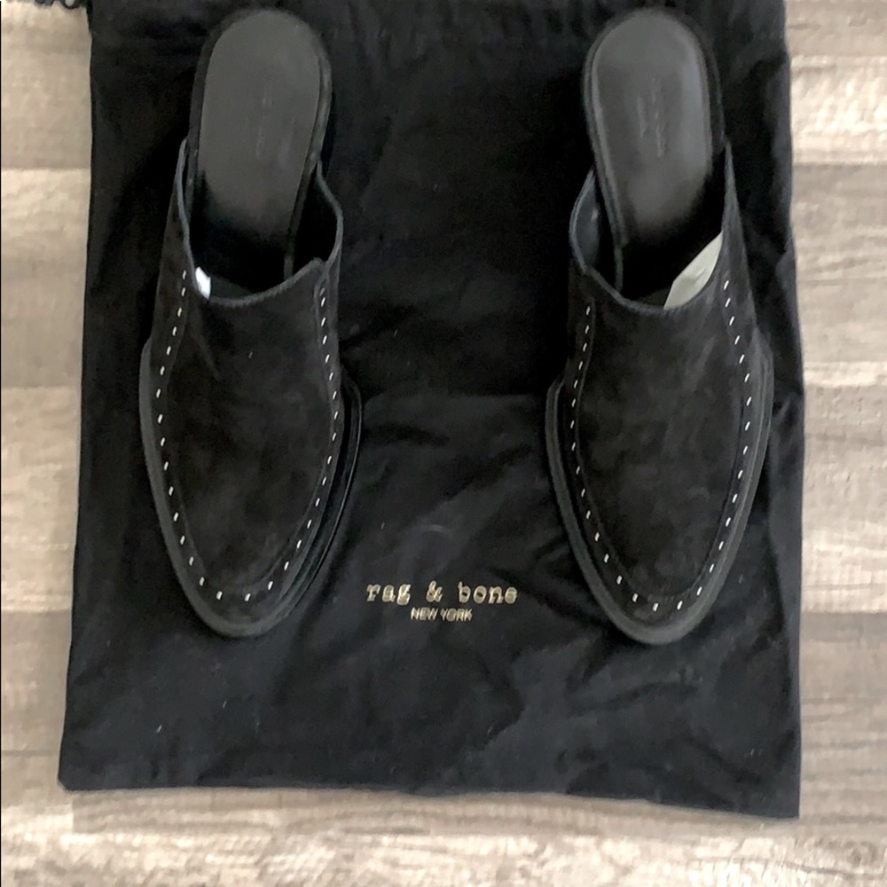 Rag&Bone black suede mules with studs 39